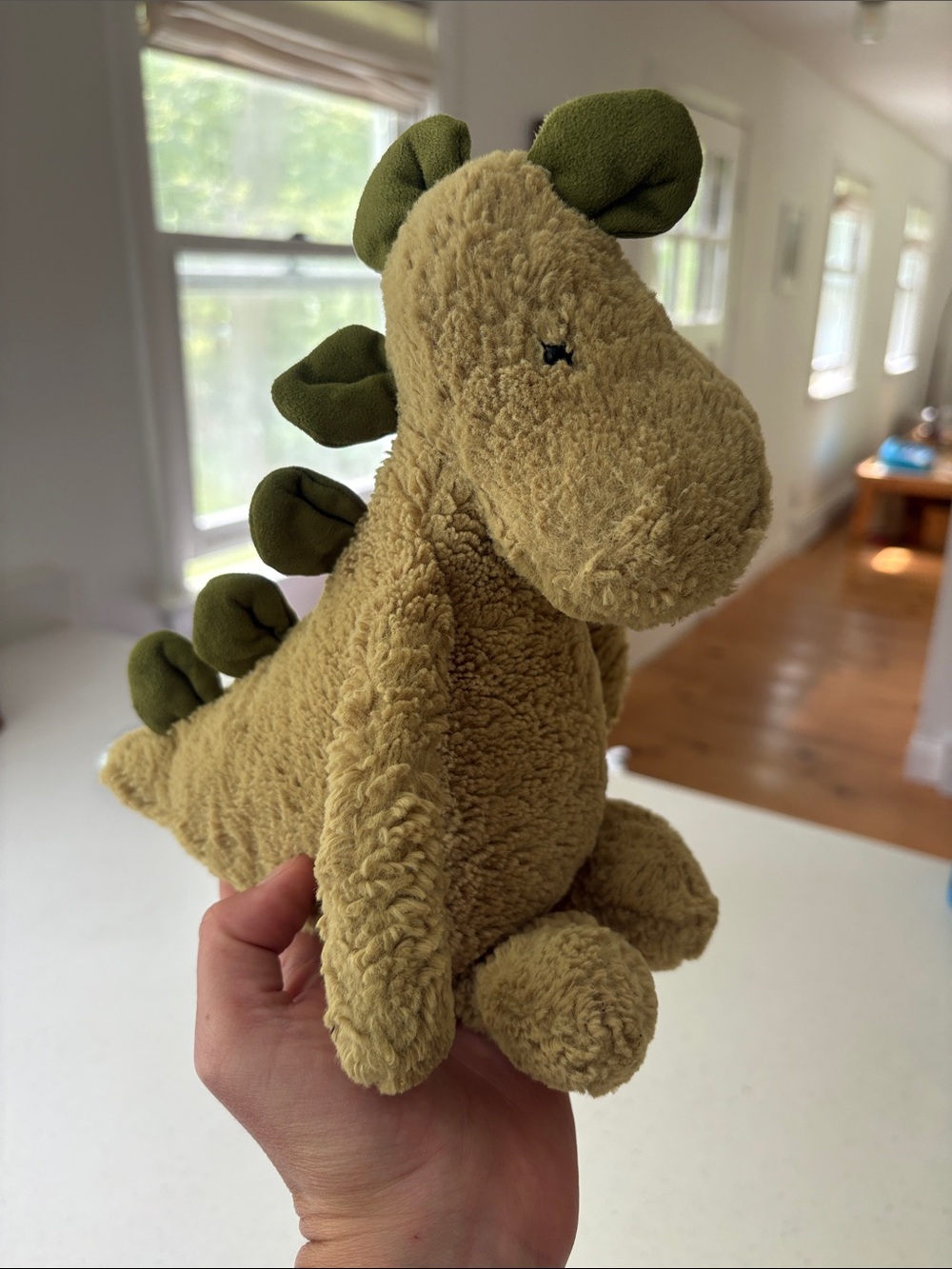 JellyCat Bashful Dino Stuffed Animal in Moss Green